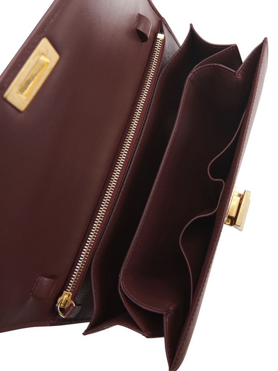Medium Classic Bag in Grenat Calfskin Liégé