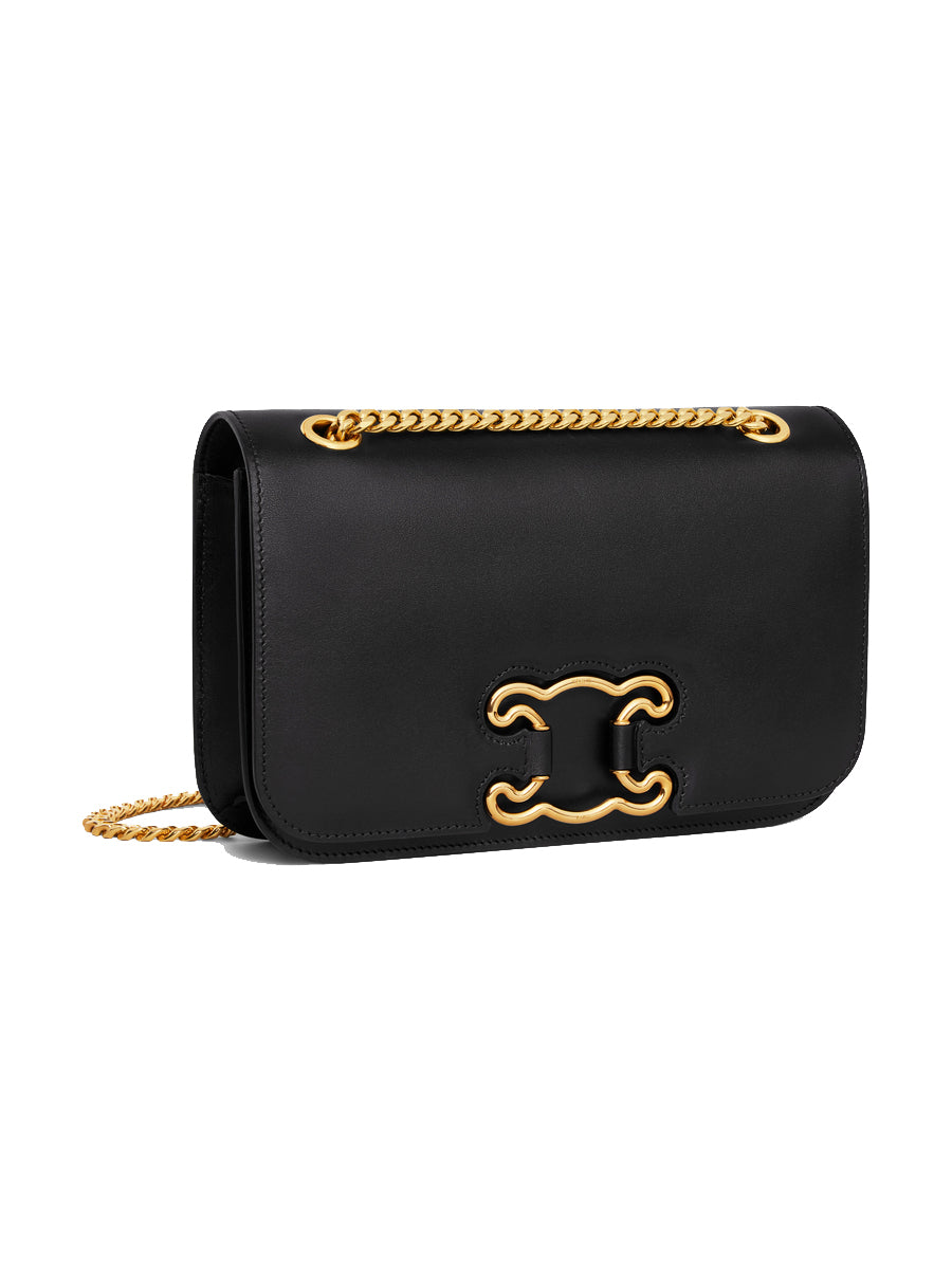 Medium Bag Triomphe Frame in Shiny Calfskin Black