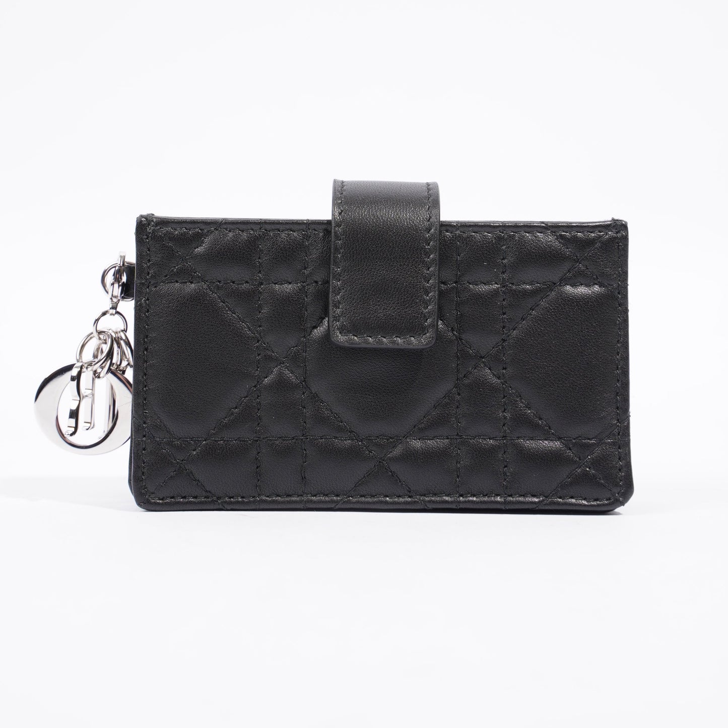 Christian Dior Lady Dior 5-Gusset Card Holder Black Lambskin Leather