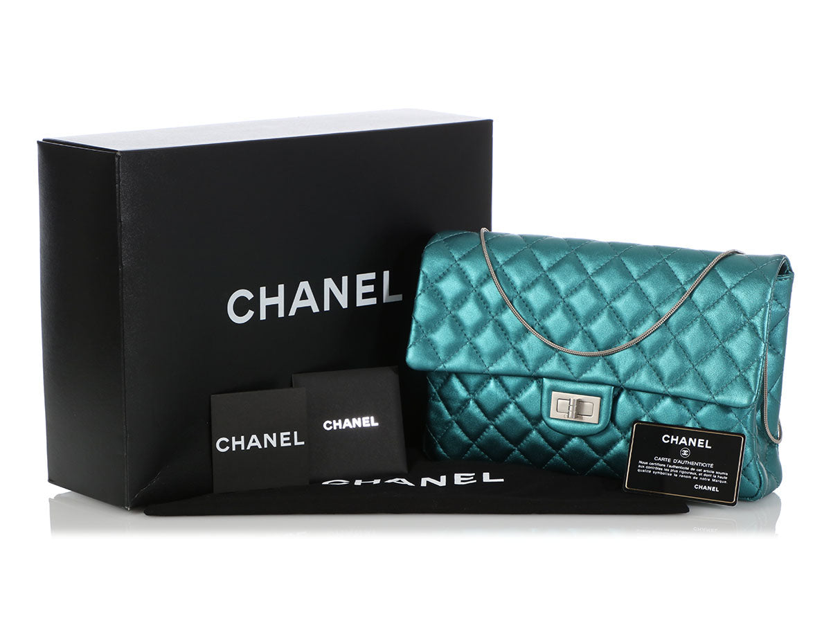 Chanel Metallic Turquoise Quilted Calfskin Reissue Clutch