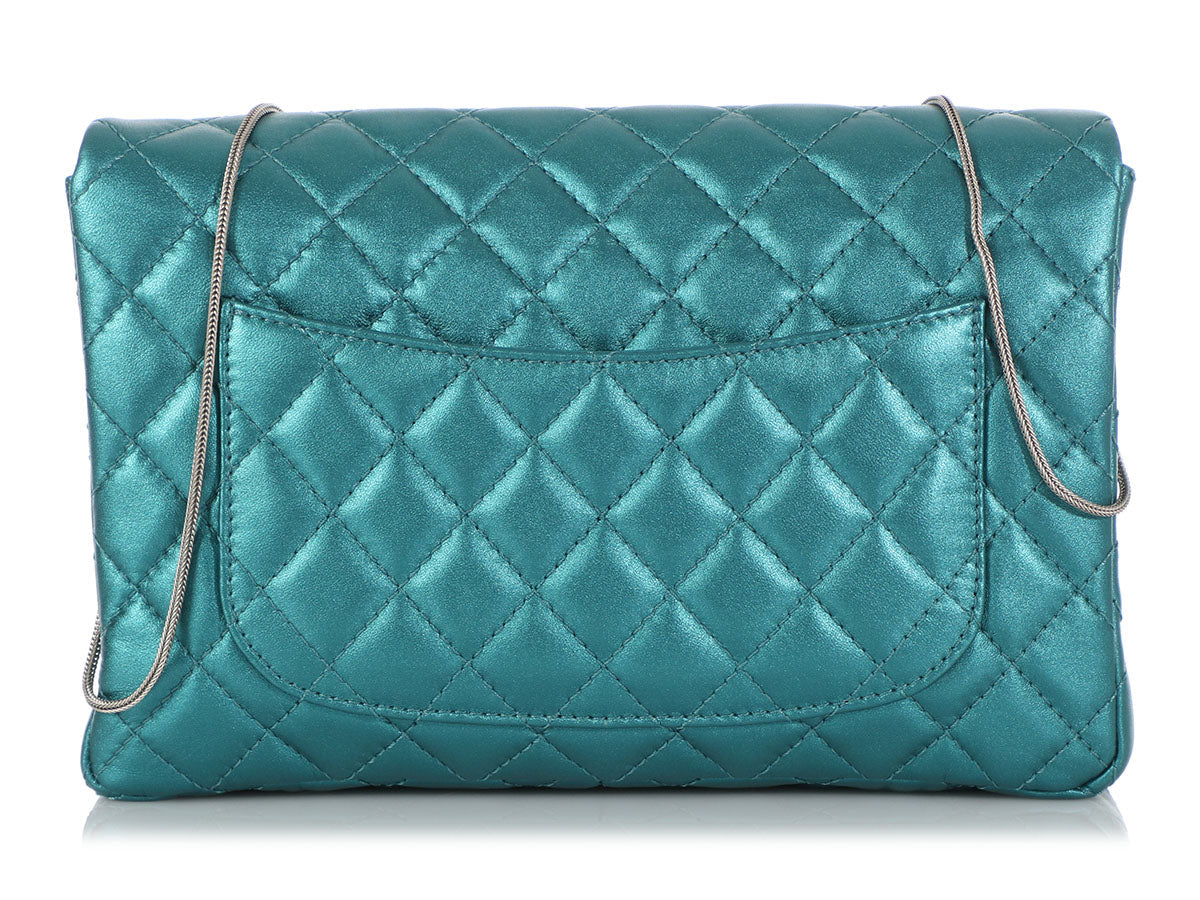 Chanel Metallic Turquoise Quilted Calfskin Reissue Clutch