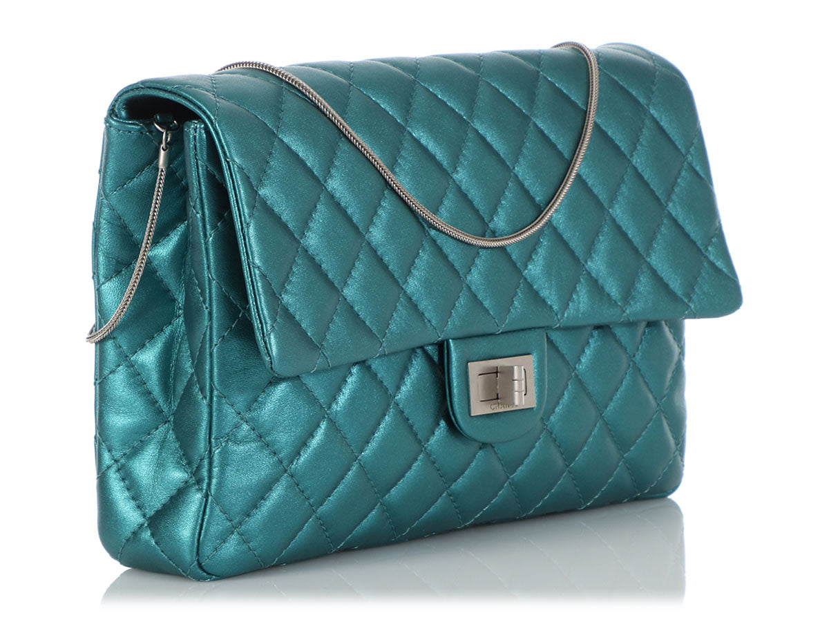 Chanel Metallic Turquoise Quilted Calfskin Reissue Clutch