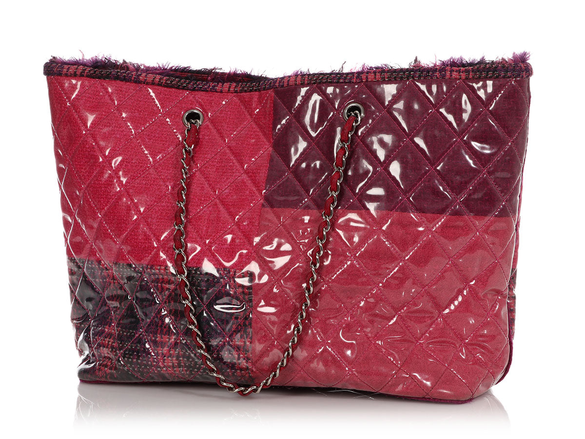 Chanel Pink and Purple Tweed Patchwork PVC Tote