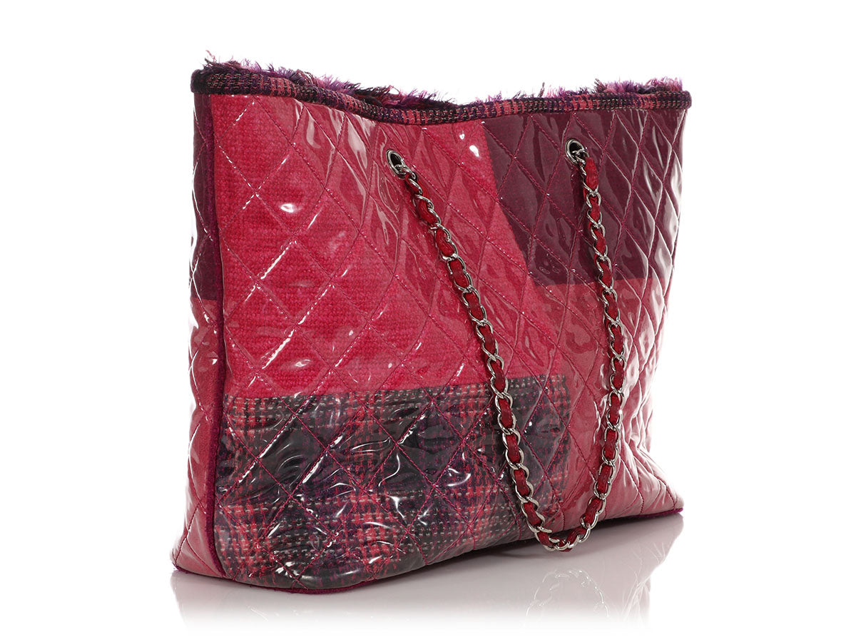 Chanel Pink and Purple Tweed Patchwork PVC Tote