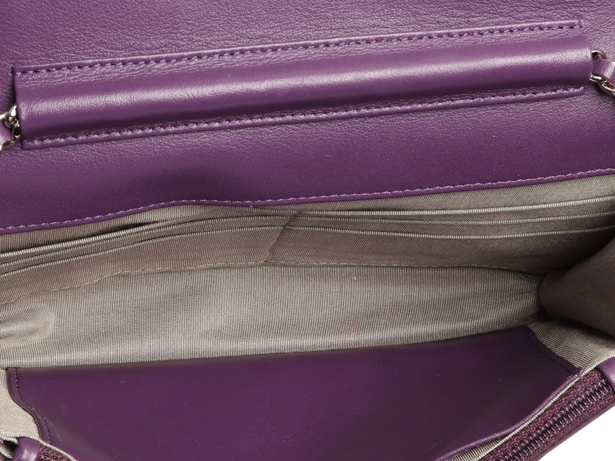 Chanel Violet Quilted Patent Brilliant Wallet On Chain WOC