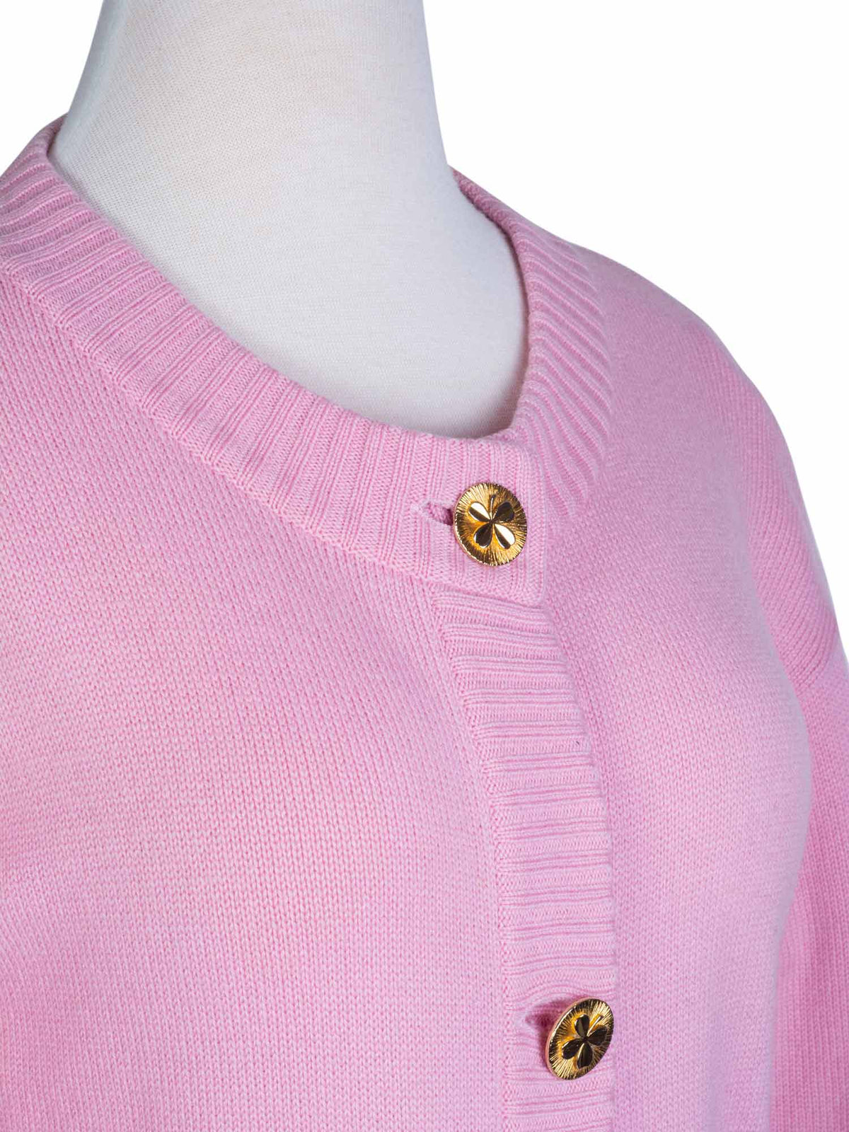Chanel s Cashmere Gold Clover Buttons Cardigan Pink