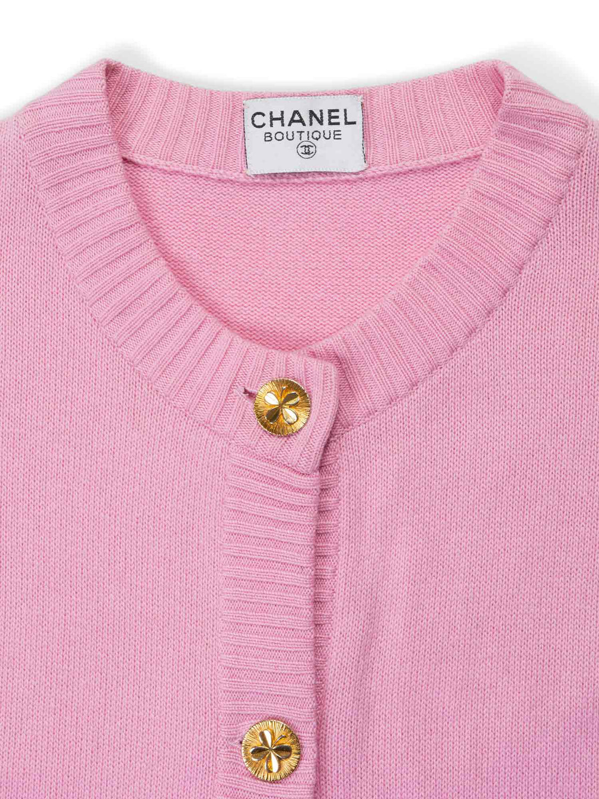 Chanel s Cashmere Gold Clover Buttons Cardigan Pink
