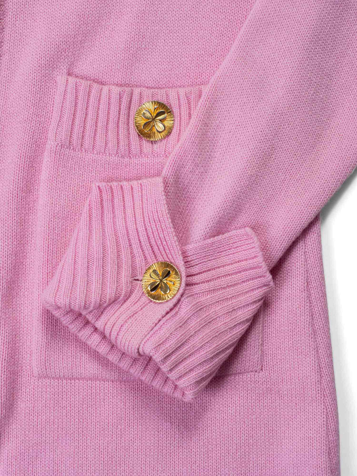 Chanel s Cashmere Gold Clover Buttons Cardigan Pink