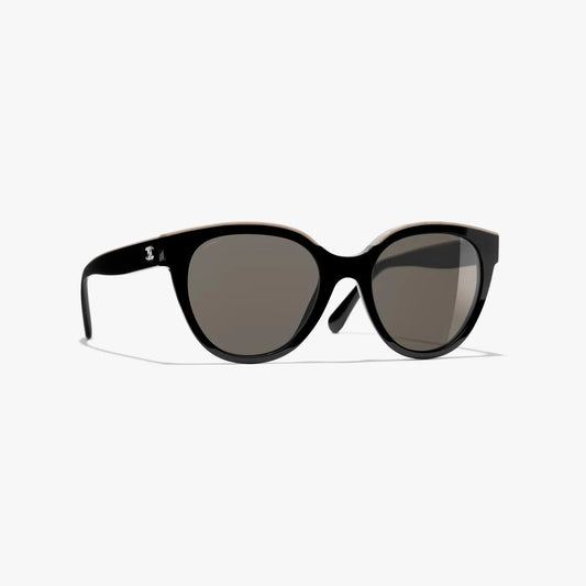 CHANEL ACETATE CC BUTTERFLY 5414 SUNGLASSES BLACK-BEIGE