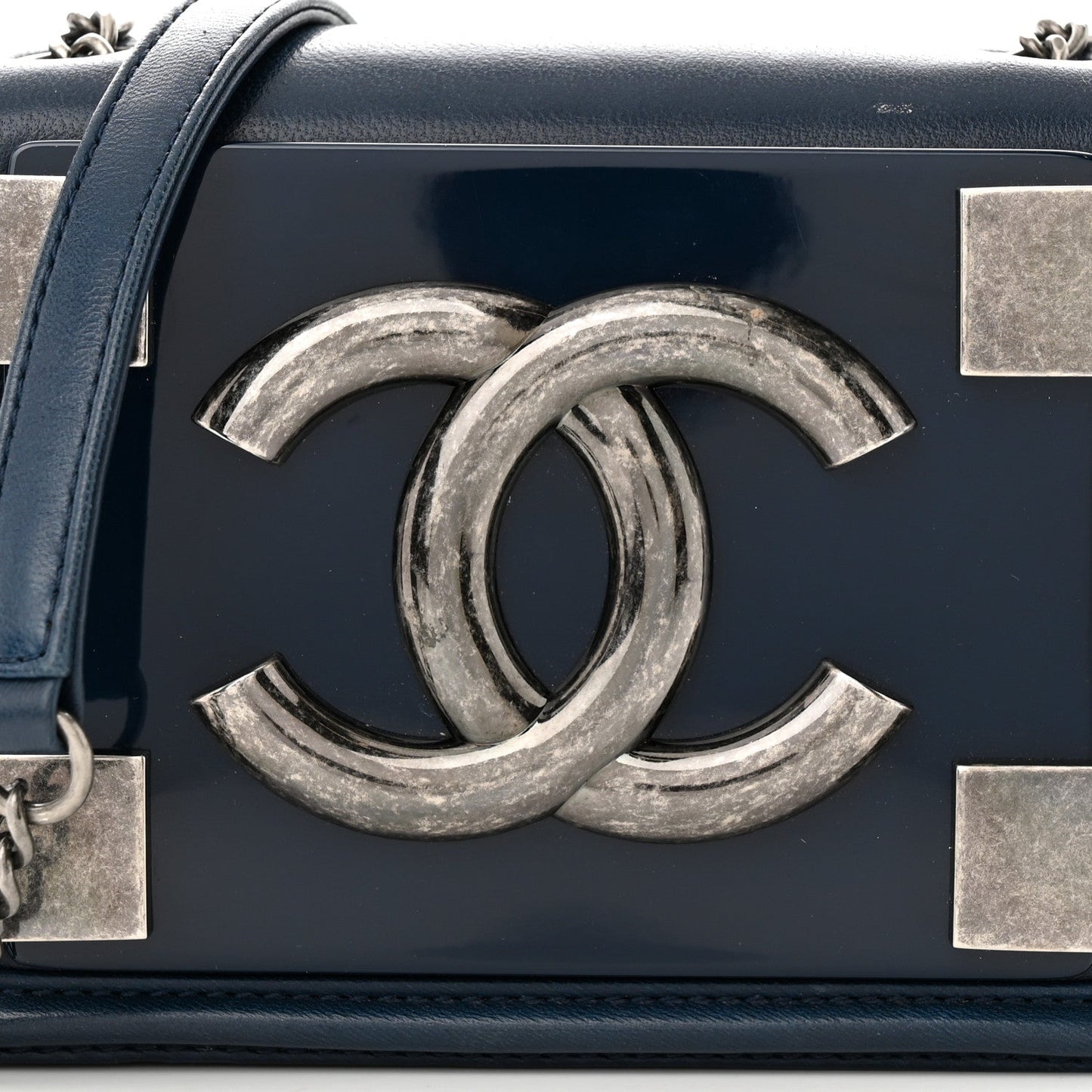 CHANEL CC LEGO BOY BRICK LAMBSKIN & PLEXIGLASS SHOULDER BAG