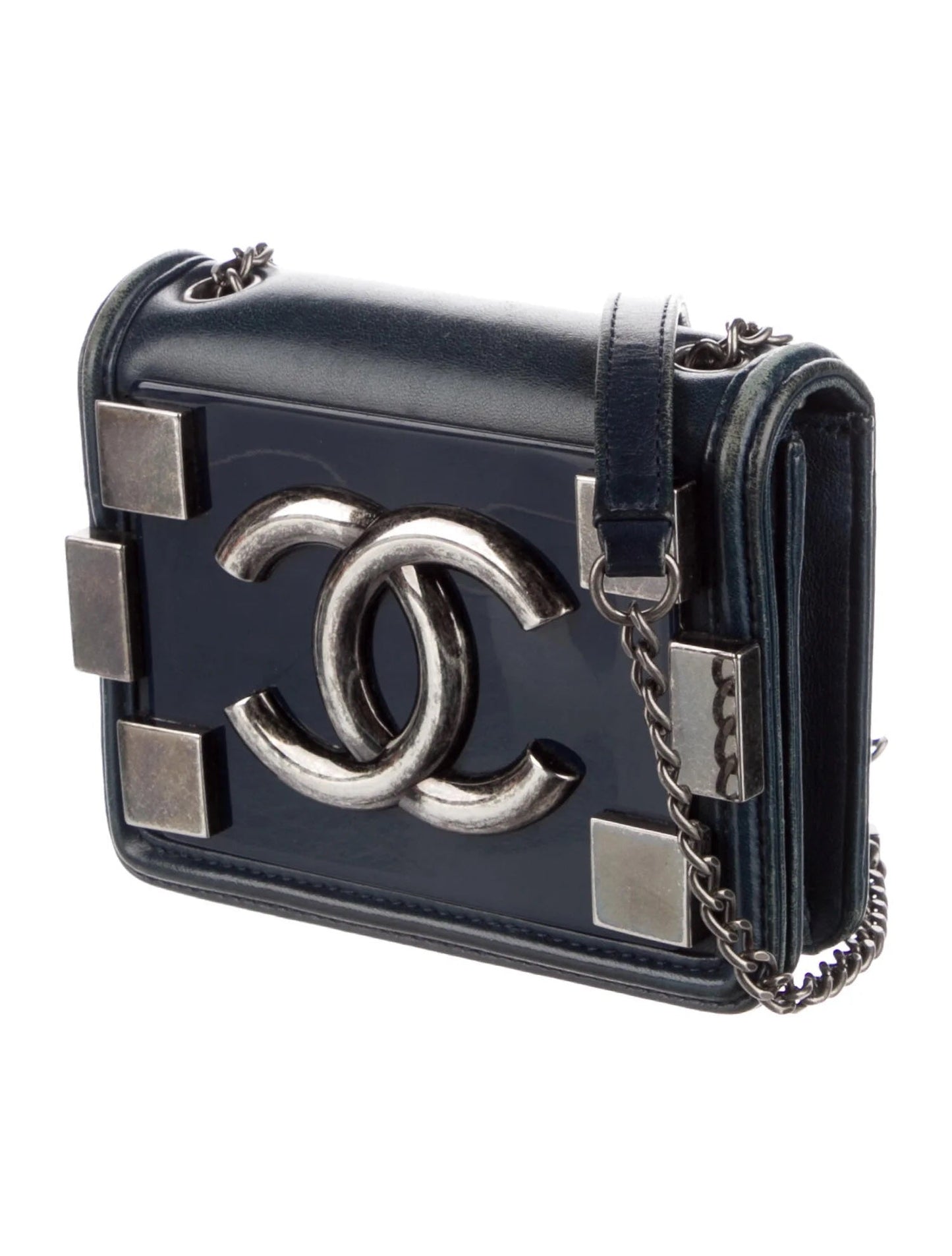 CHANEL CC LEGO BOY BRICK LAMBSKIN & PLEXIGLASS SHOULDER BAG