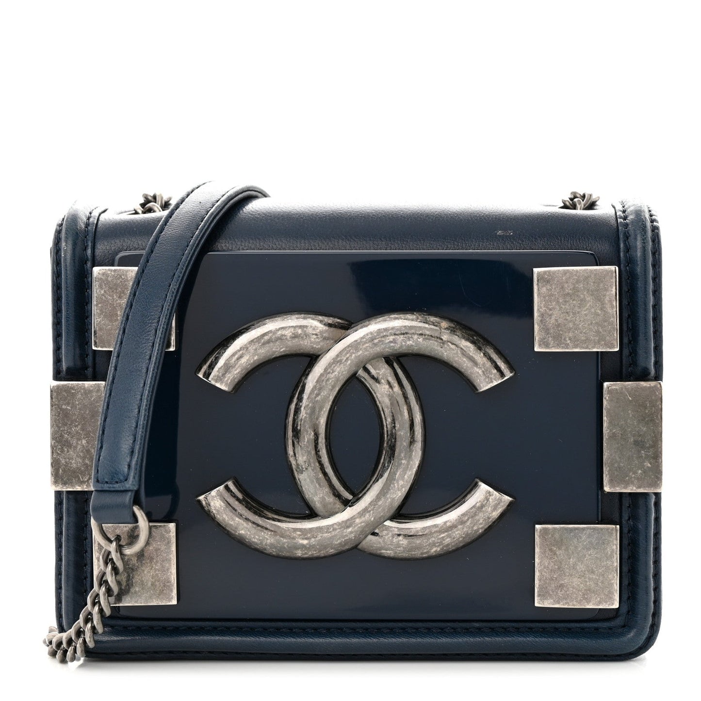 CHANEL CC LEGO BOY BRICK LAMBSKIN & PLEXIGLASS SHOULDER BAG