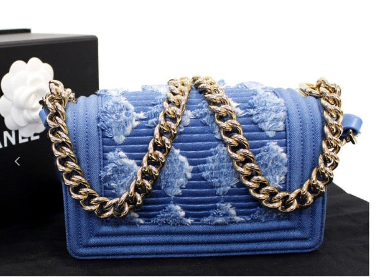 CHANEL BOY THE 27TH MINI DENIM SHOULDER BAG-HS