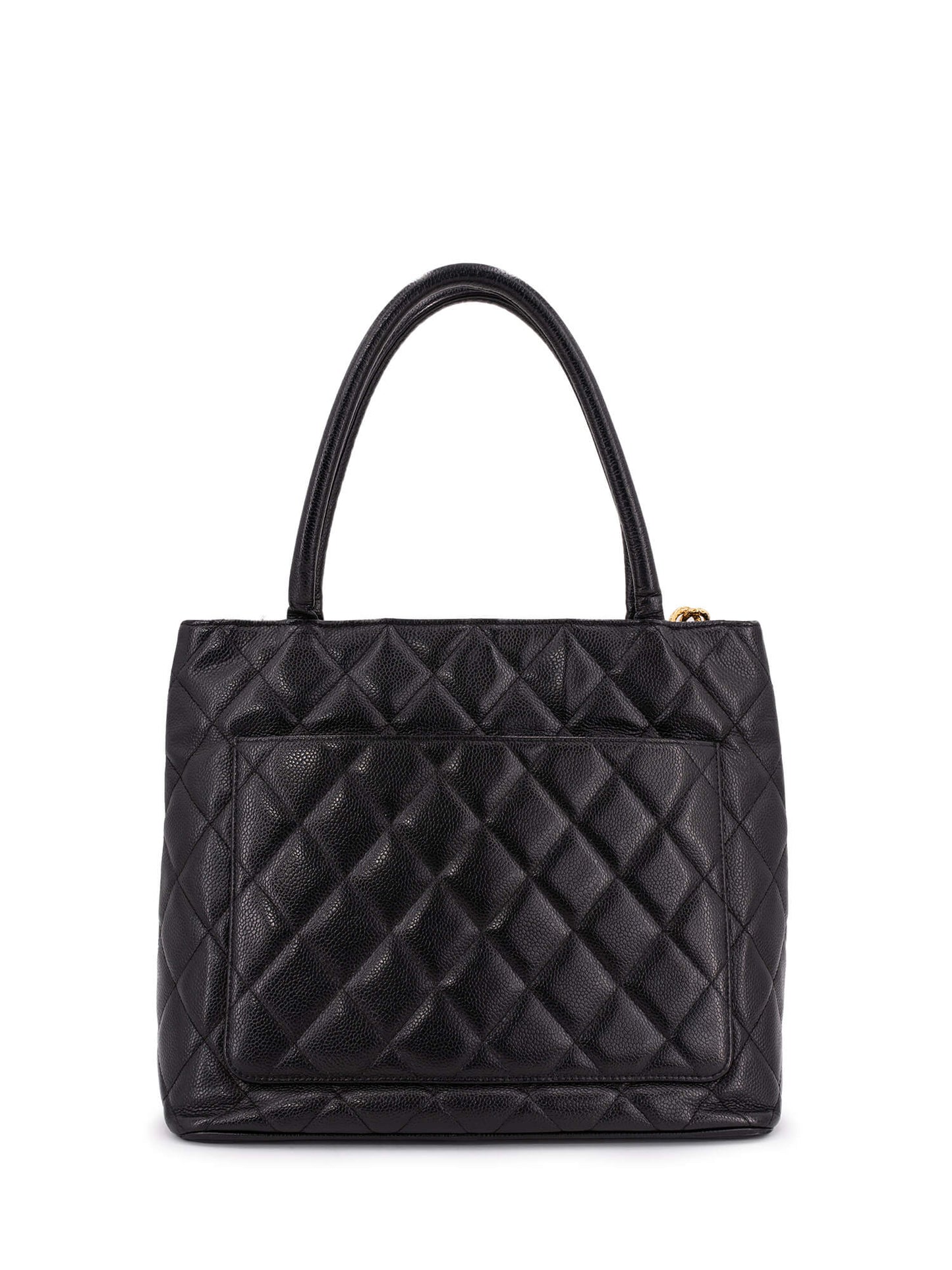 Chanel CC Logo Caviar Quilted Leather Medallion Bag Black
