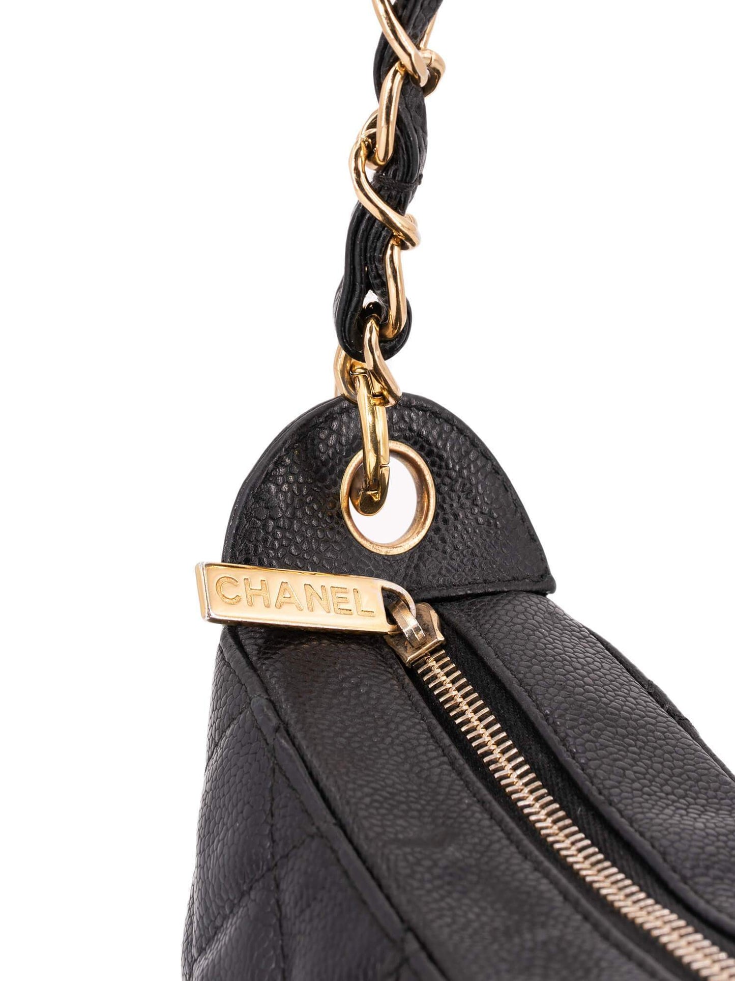 Chanel CC Logo Caviar Quilted Shoulder Bag Black