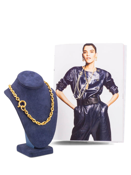 Chanel CC Logo Chain Link Vintage Necklace Gold