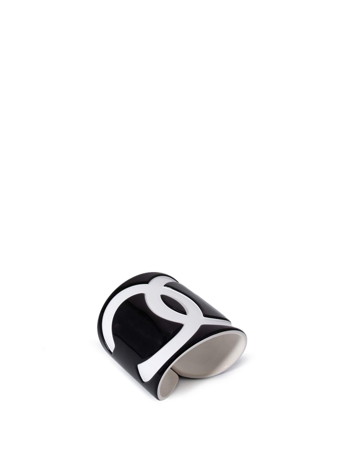 Chanel CC Logo Cuff Bracelet Black White