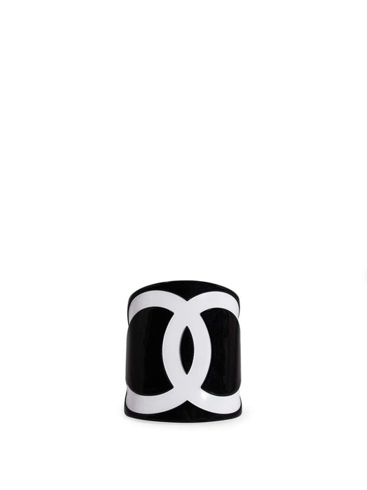 Chanel CC Logo Cuff Bracelet Black White