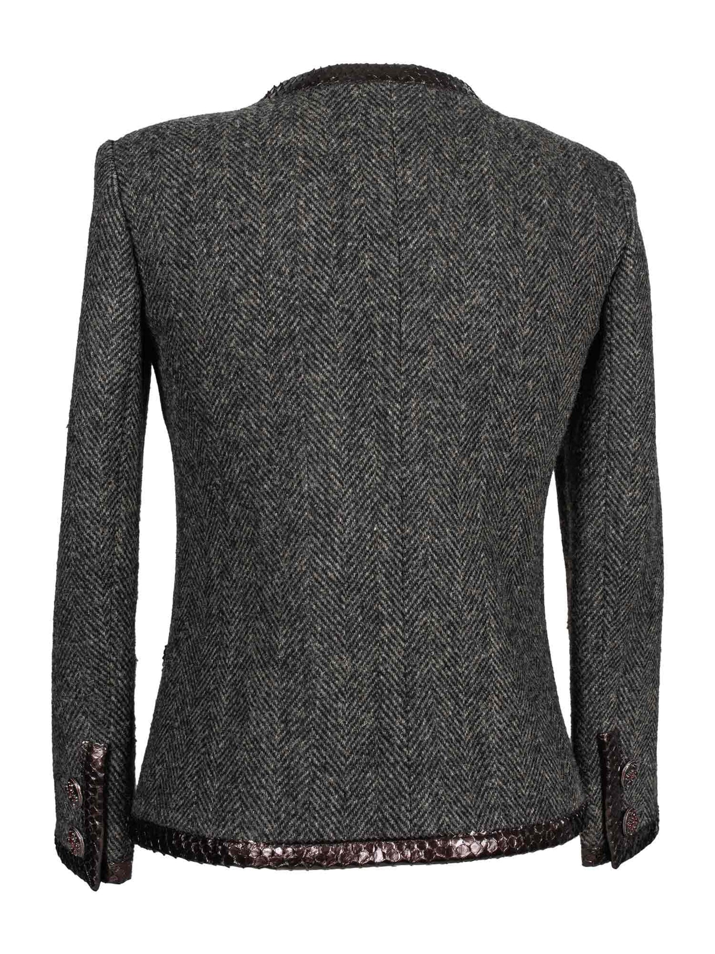 Chanel CC Logo Gripoix Tweed Fringe Fitted Jacket Green