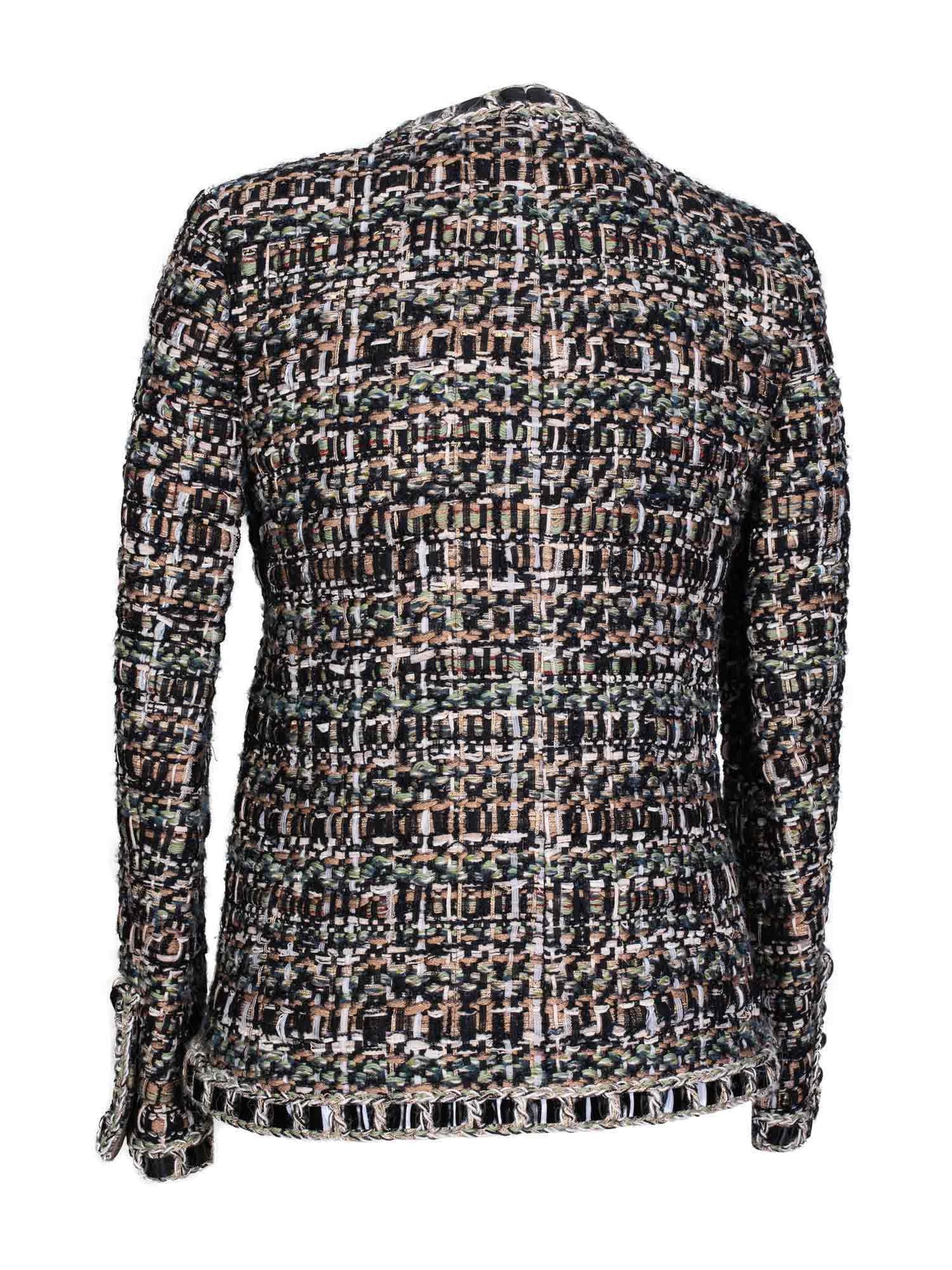 Chanel CC Logo Lesage Tweed Fringe Fitted Jacket Multicolor