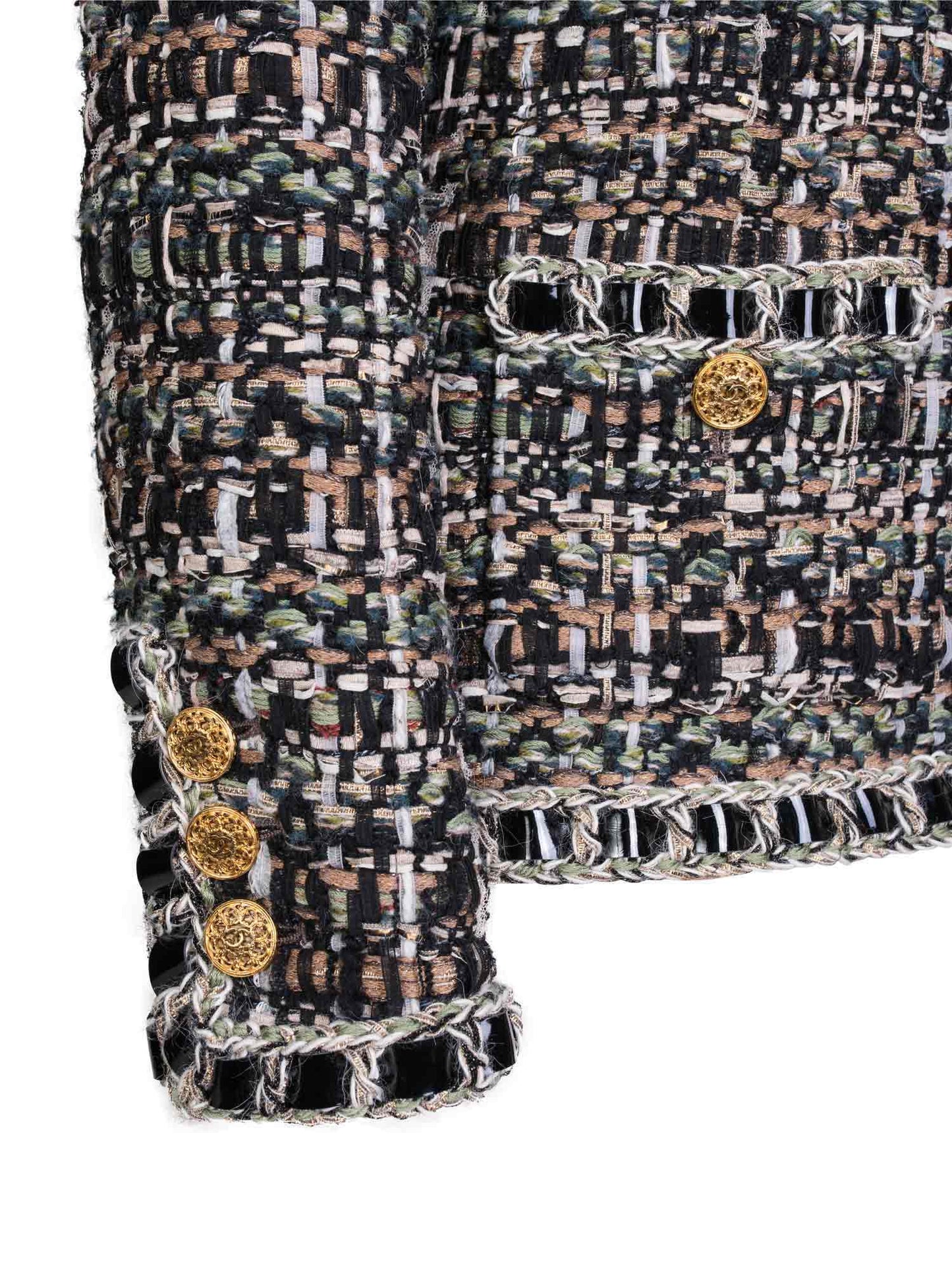 Chanel CC Logo Lesage Tweed Fringe Fitted Jacket Multicolor