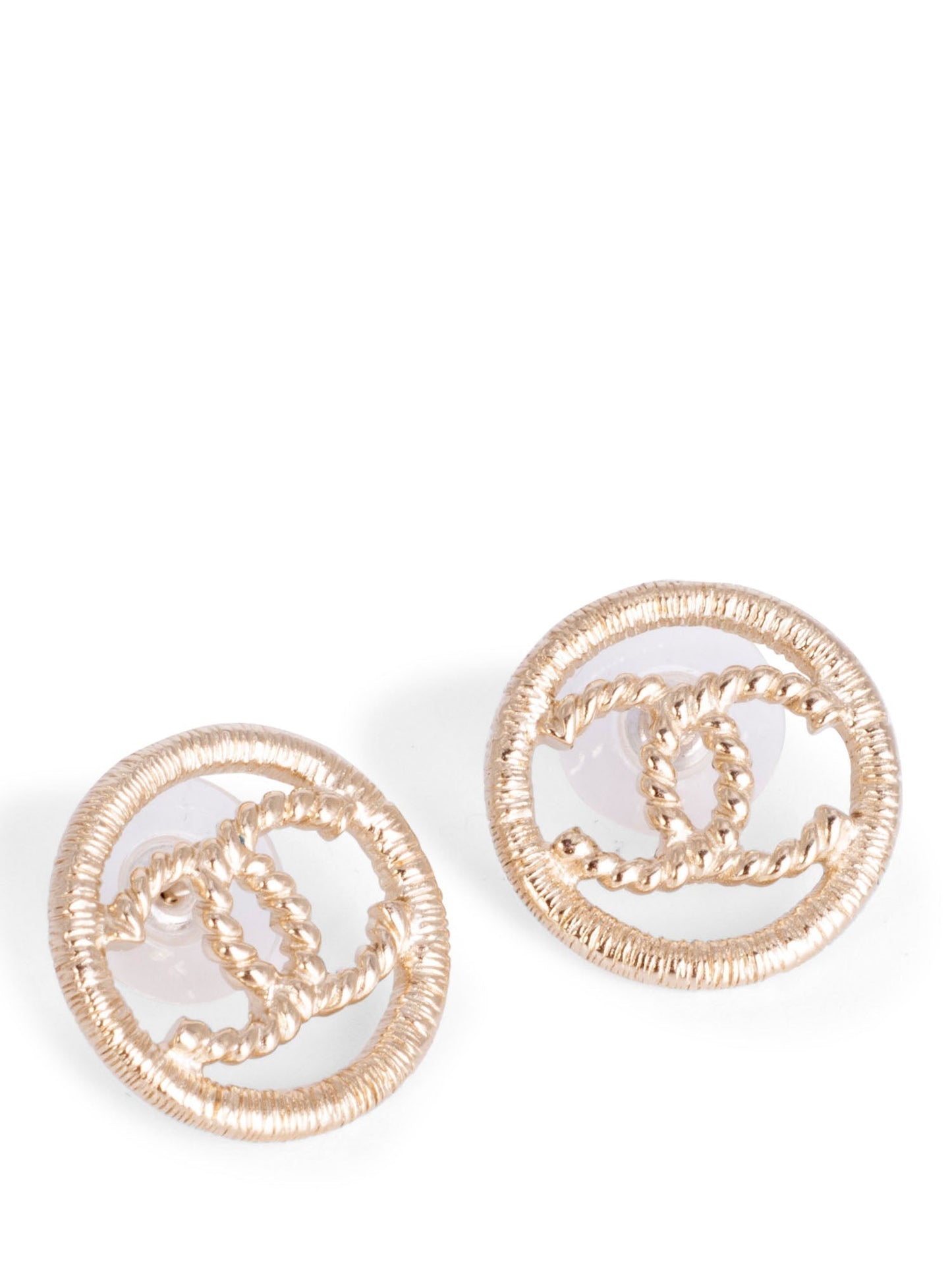 Chanel CC Logo Medallion Earrings Gold