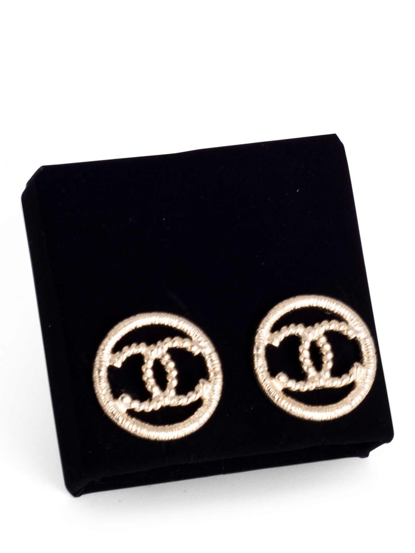 Chanel CC Logo Medallion Earrings Gold