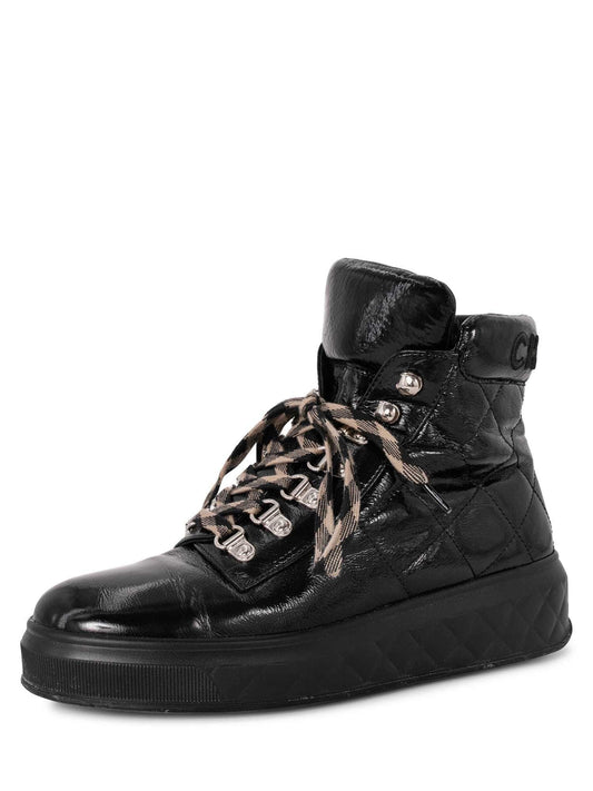 Chanel CC Logo Quilted Leather High Top Platform Sneakers Black
