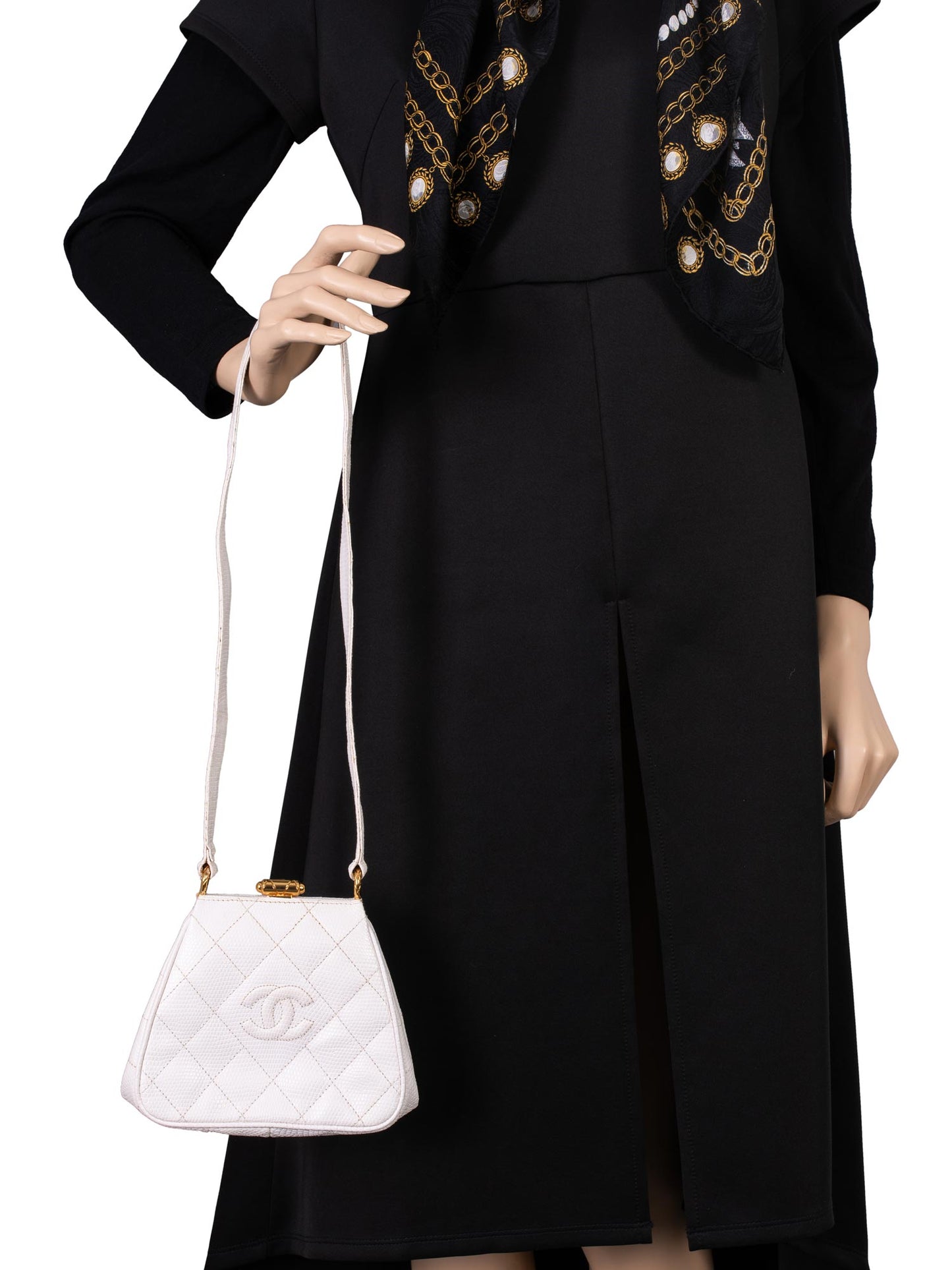 Chanel CC Logo Quilted Mini Kelly Bag White