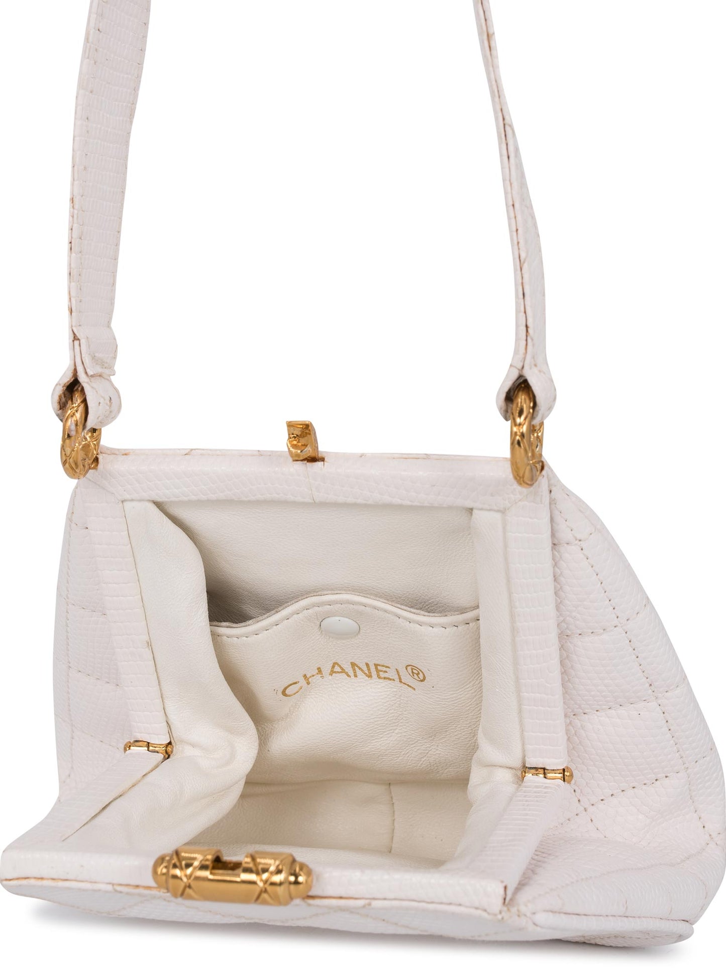 Chanel CC Logo Quilted Mini Kelly Bag White