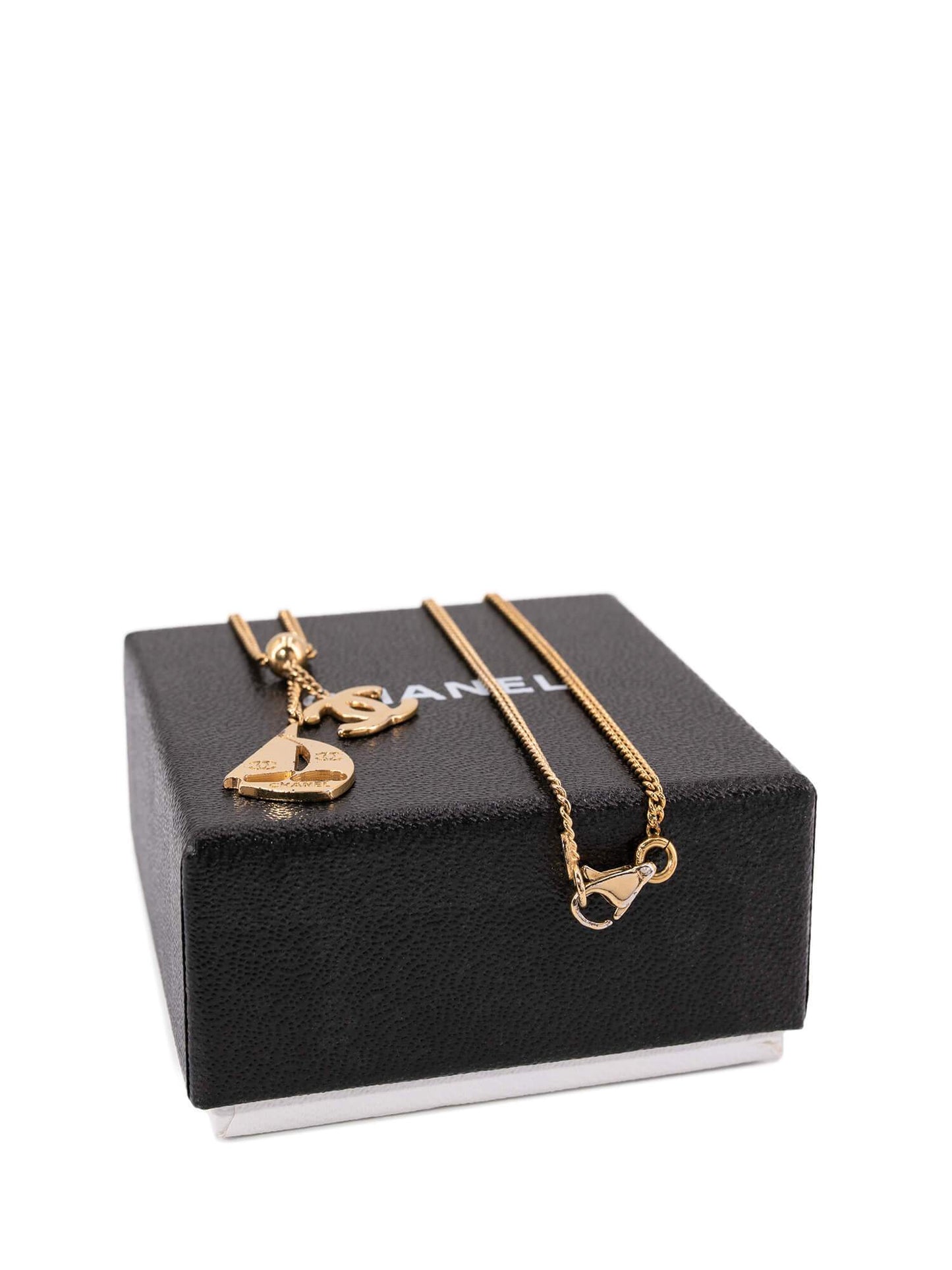 Chanel CC Logo Sailboat Charm Necklace Gold