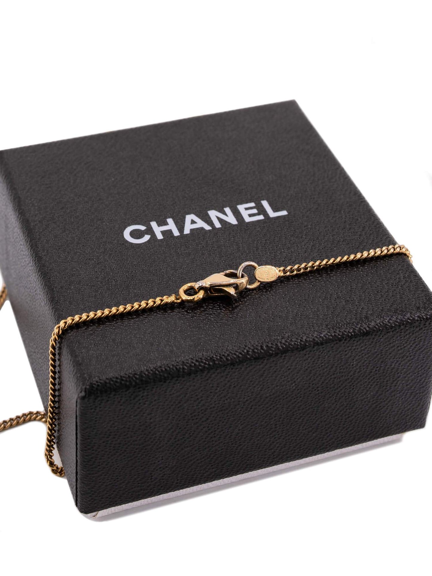 Chanel CC Logo Sailboat Charm Necklace Gold