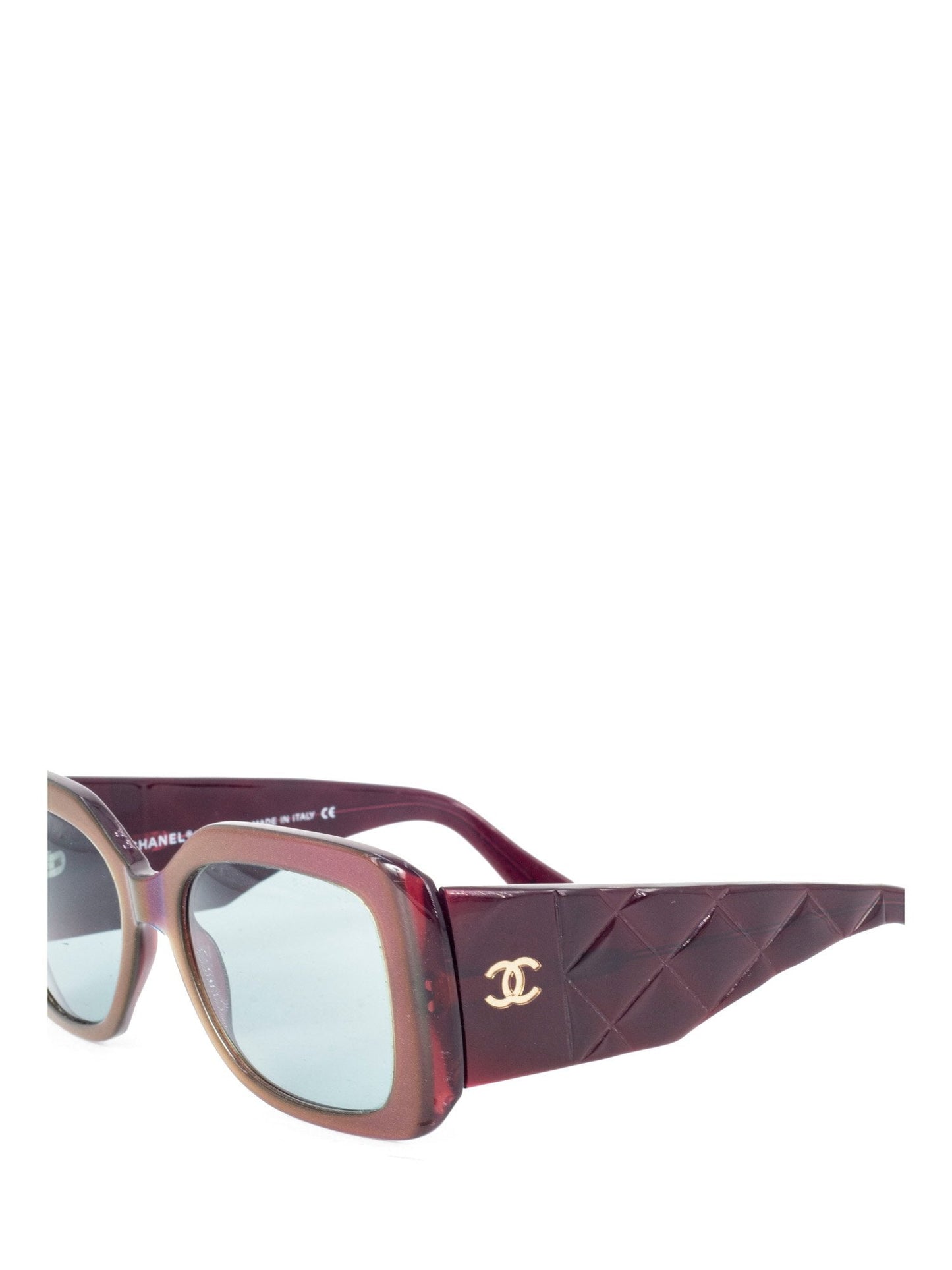 Chanel CC Logo Square Sunglasses Blue Red