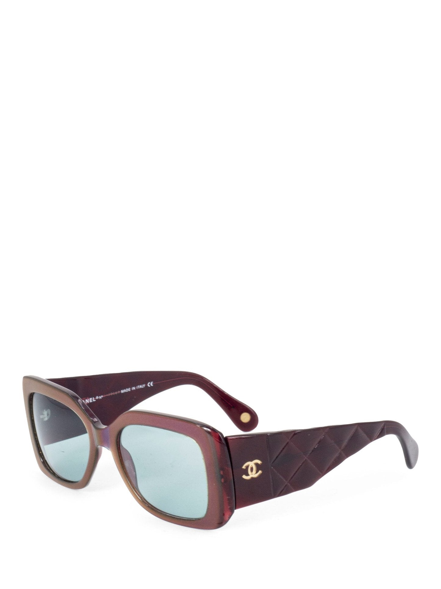 Chanel CC Logo Square Sunglasses Blue Red