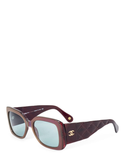 Chanel CC Logo Square Sunglasses Blue Red