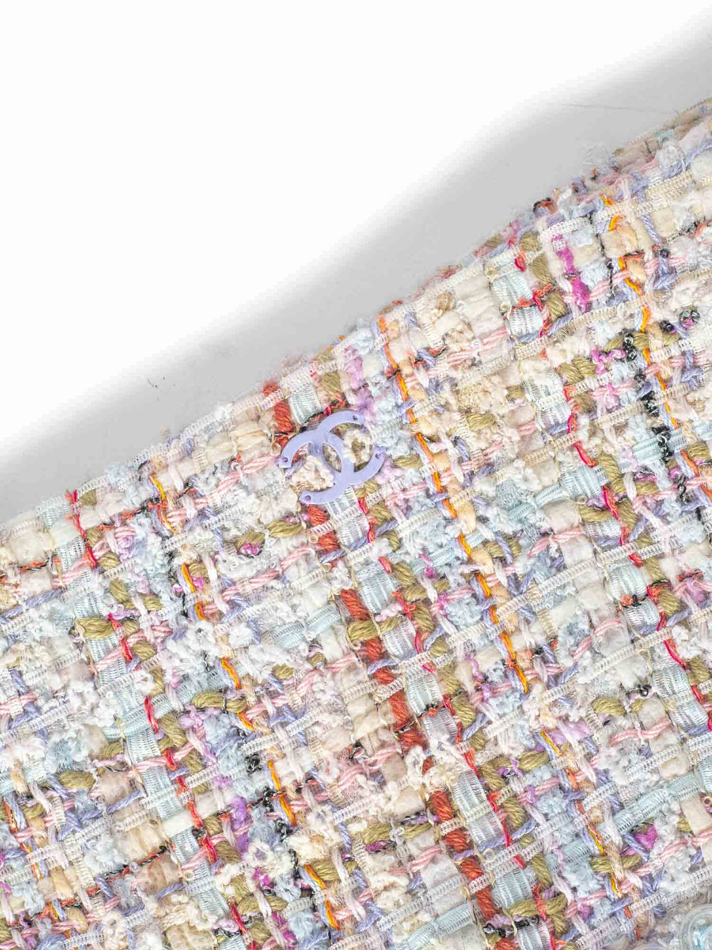 Chanel CC Logo Tweed A-Line Skirt Multicolor