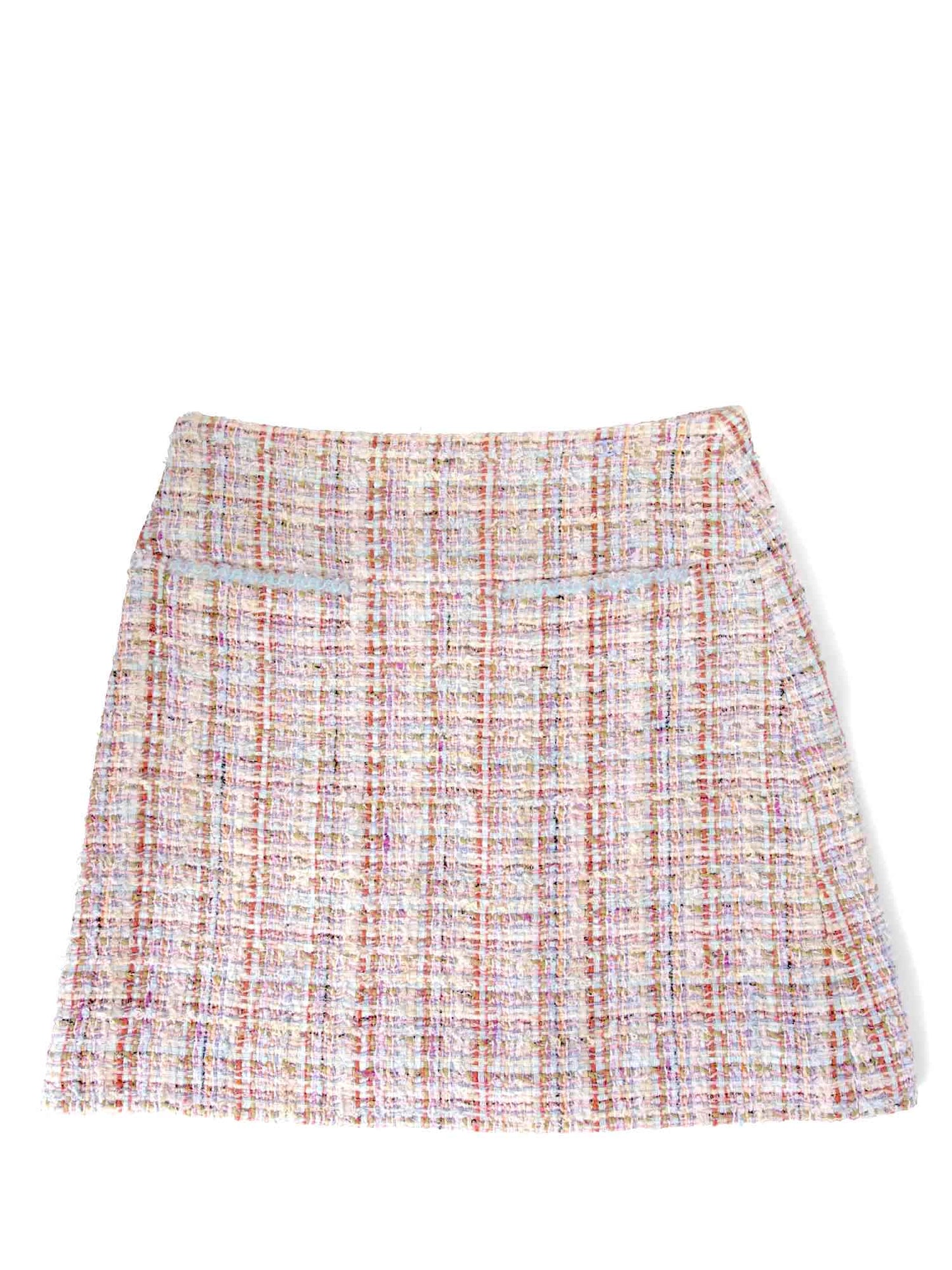 Chanel CC Logo Tweed A-Line Skirt Multicolor