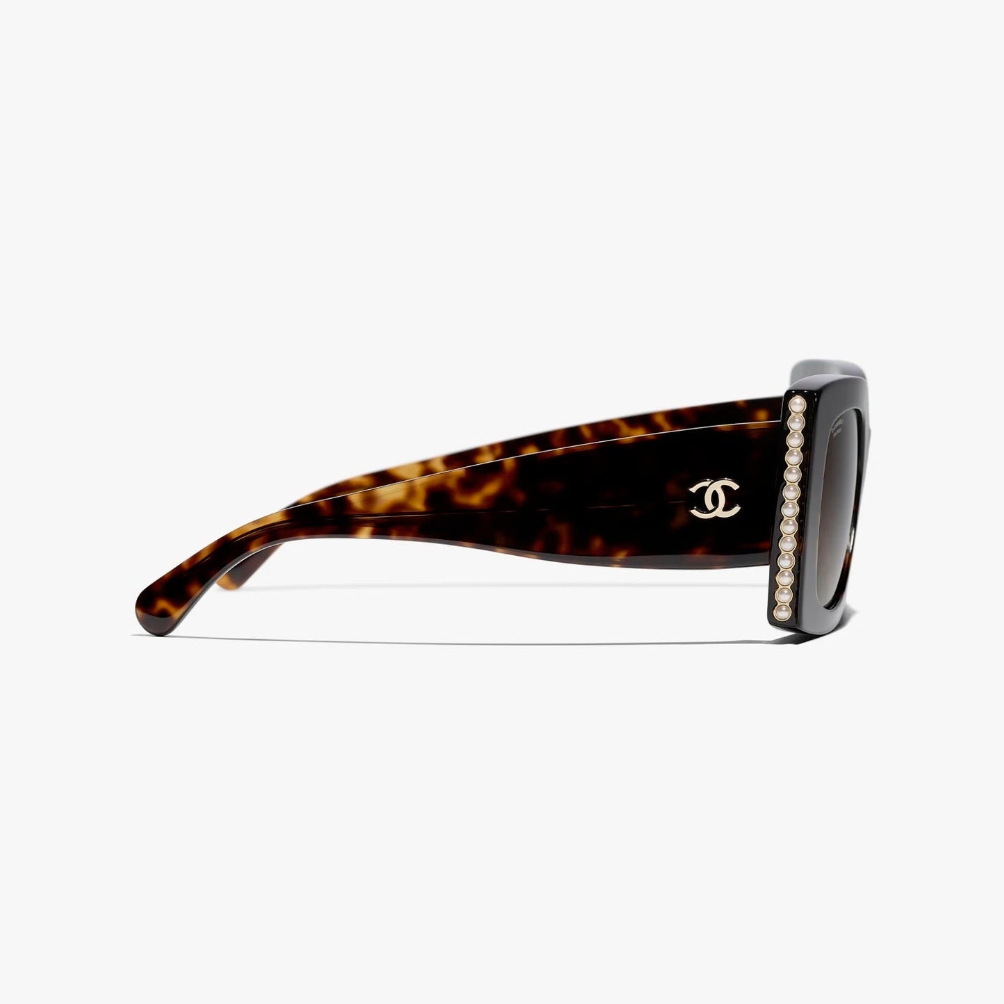 CHANEL CC SQUARE SUNGLASSES WITH FAUX PEARLS