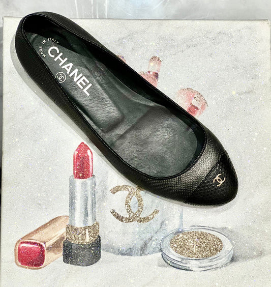 CHANEL CC WOVEN LEATHER CAP TOE SHOES