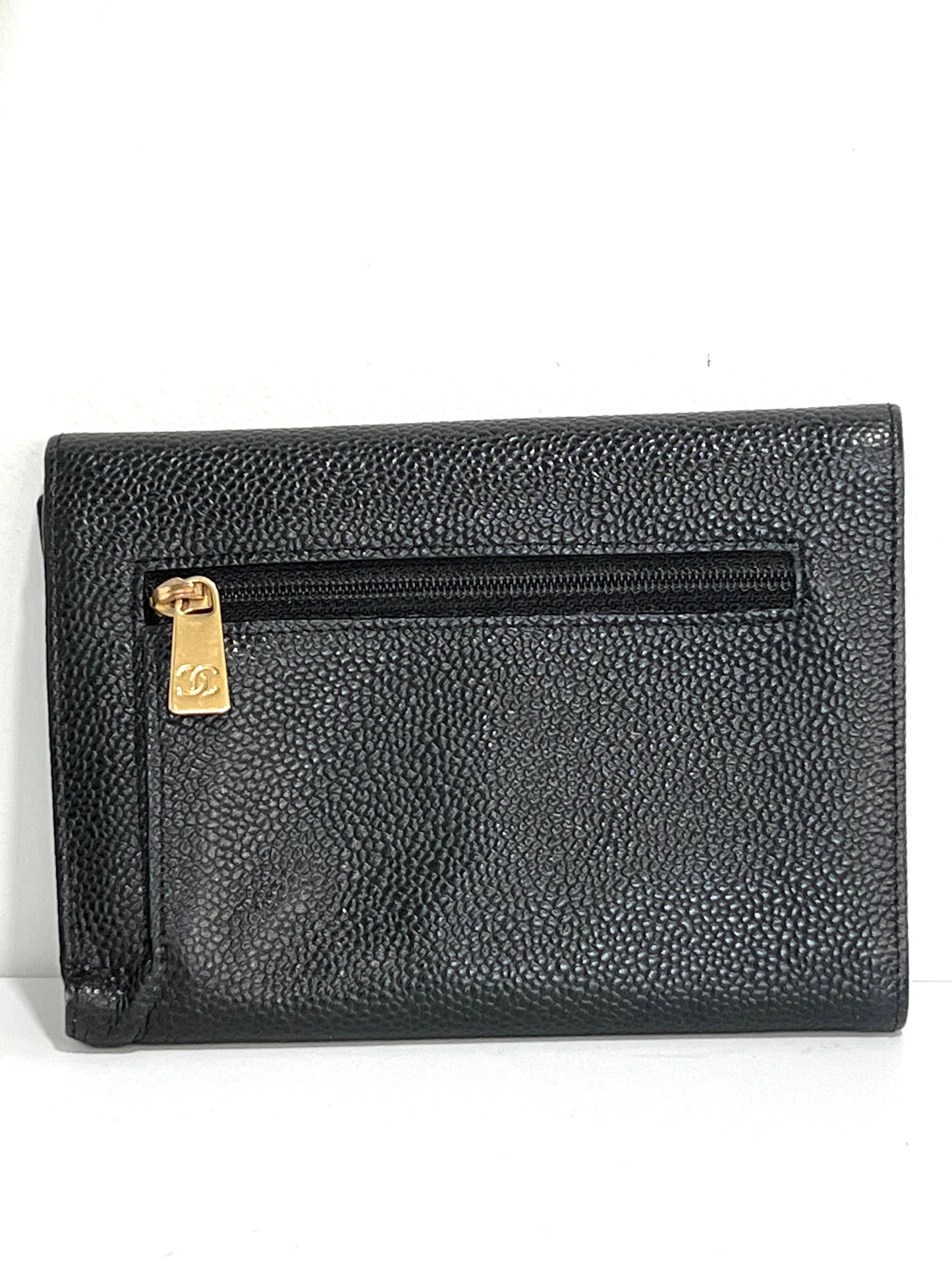 CHANEL VINTAGE COCO CAVIAR TRI-FOLD WALLET