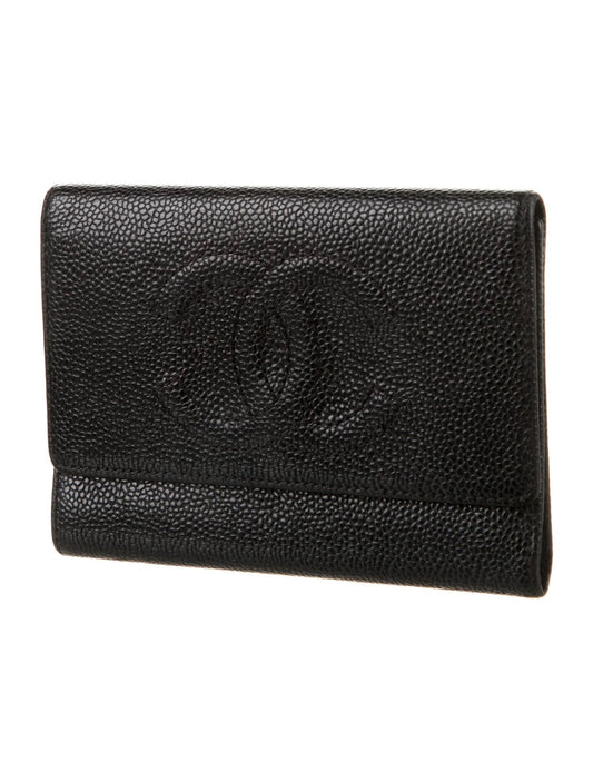 CHANEL VINTAGE COCO CAVIAR TRI-FOLD WALLET
