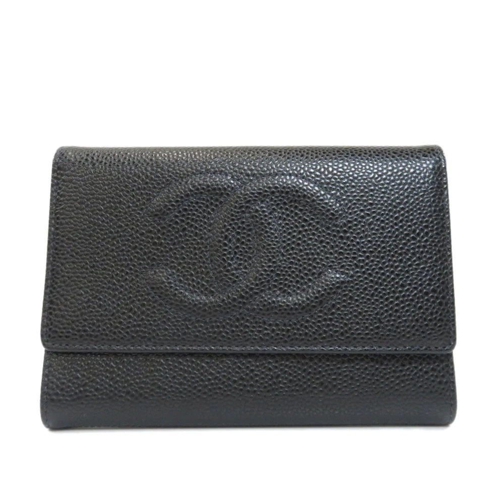 CHANEL VINTAGE COCO CAVIAR TRI-FOLD WALLET