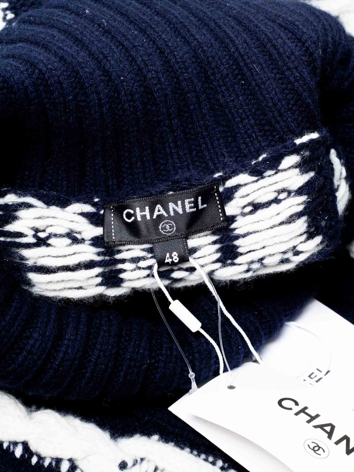 Chanel Cable Knit Cashmere Sparkly Nautical Sweater Blue White