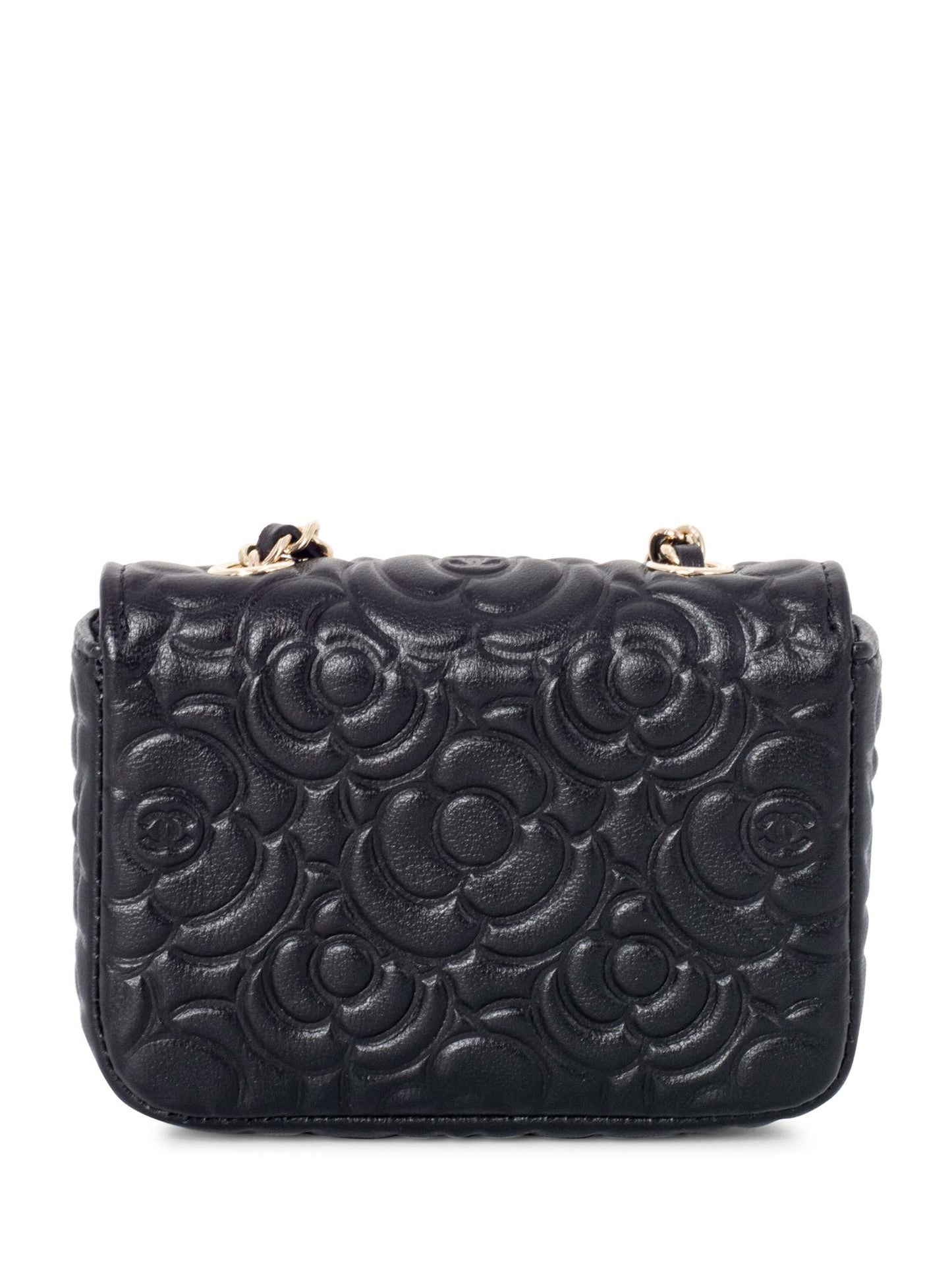 Chanel Camellia Quilted Leather Chain Belt Bag Black