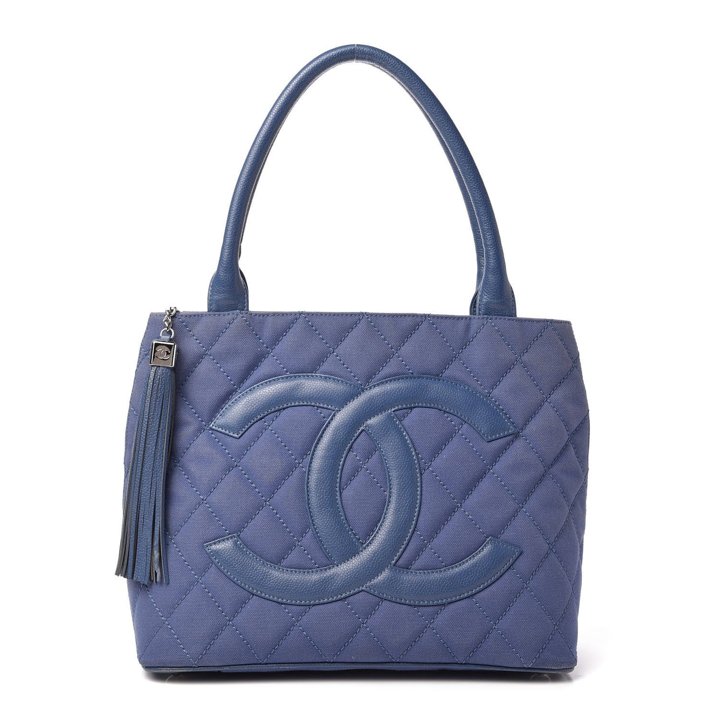 CHANEL QUILTED CANVAS CAVIAR TASSEL TOTE BAG