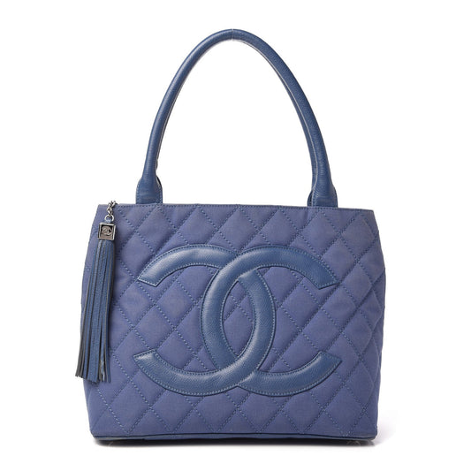 CHANEL QUILTED CANVAS CAVIAR TASSEL TOTE BAG