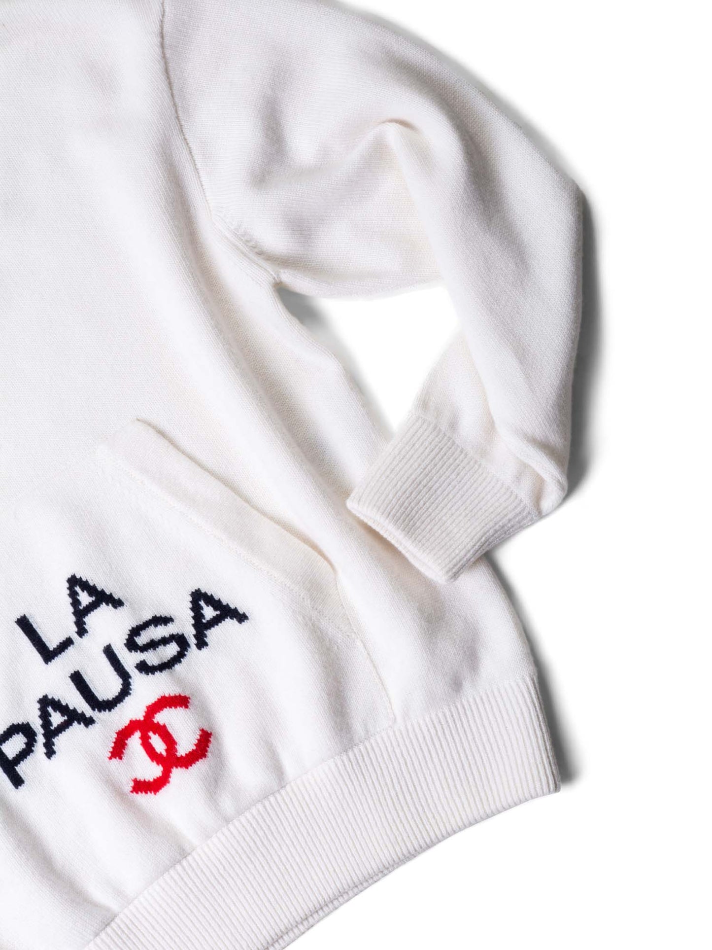 Chanel Cashmere CC Logo La Pausa Hooded Oversized Sweater White