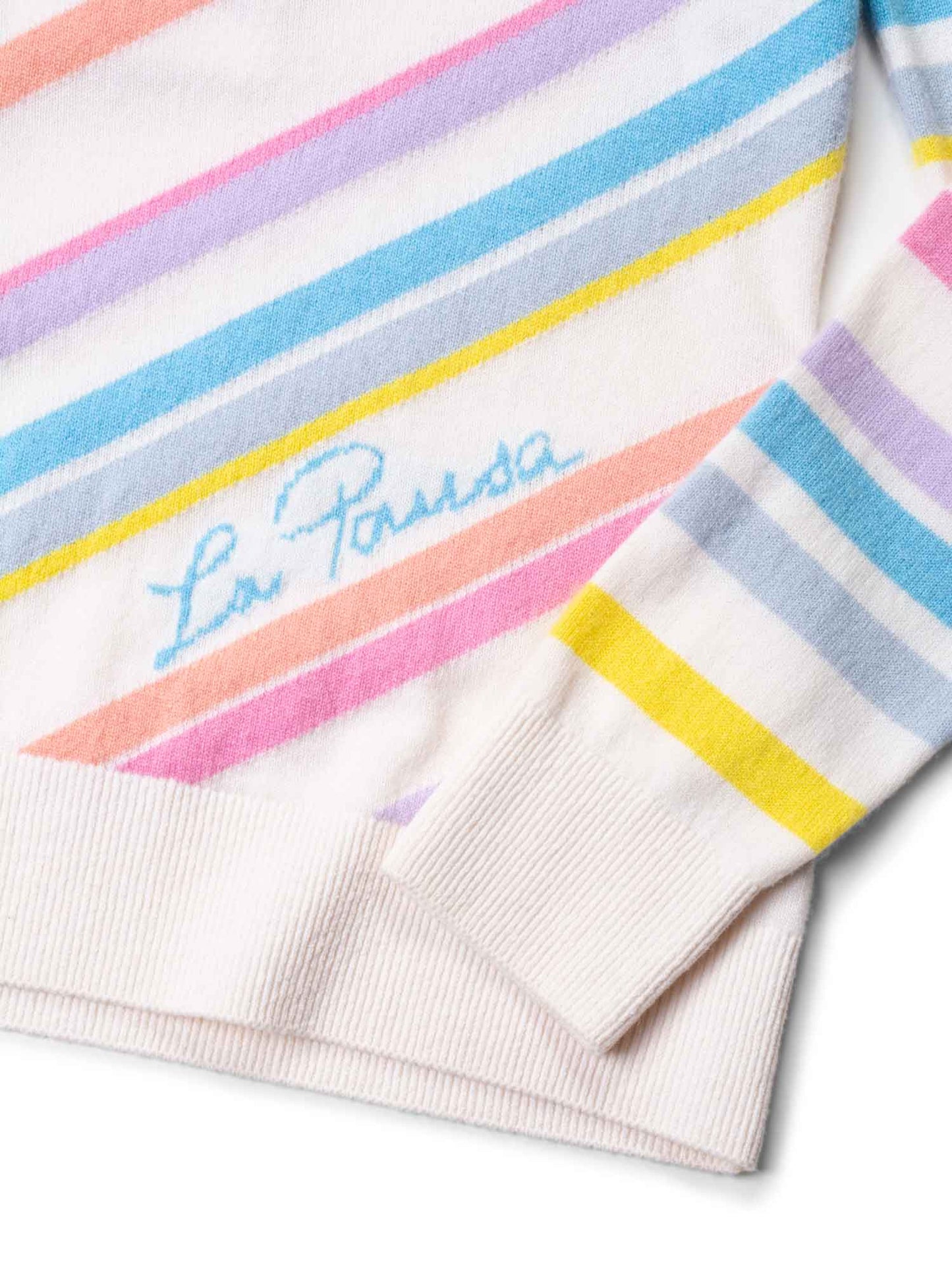 Chanel Cashmere CC Logo La Pausa Stripe Sweater White