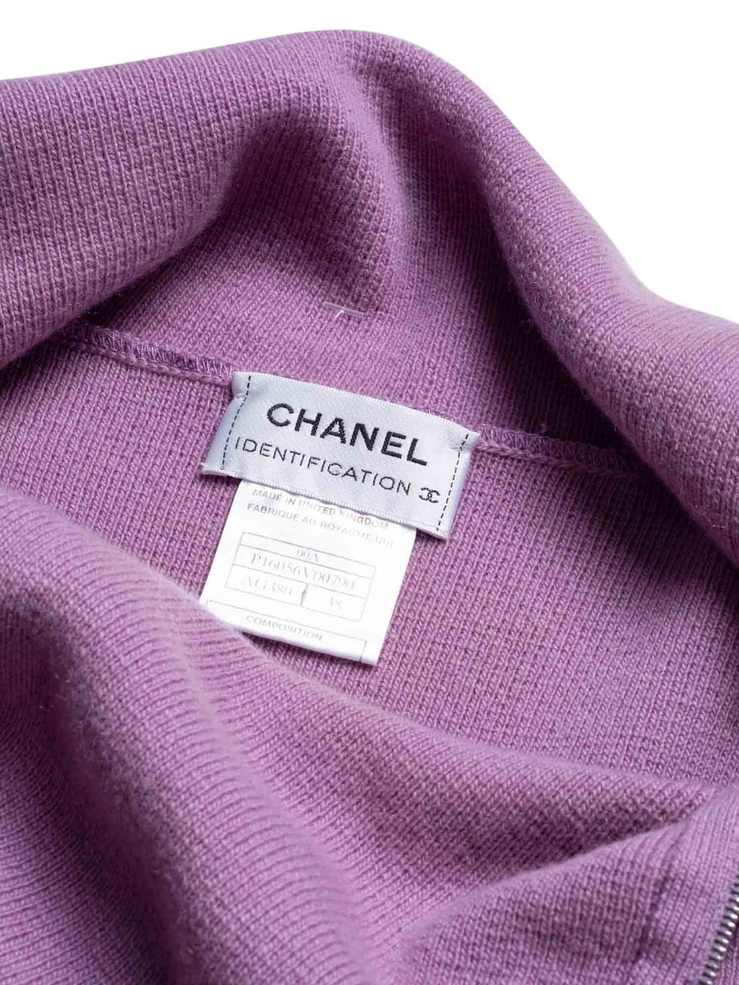 Chanel Cashmere Zipper Sweater Lavender