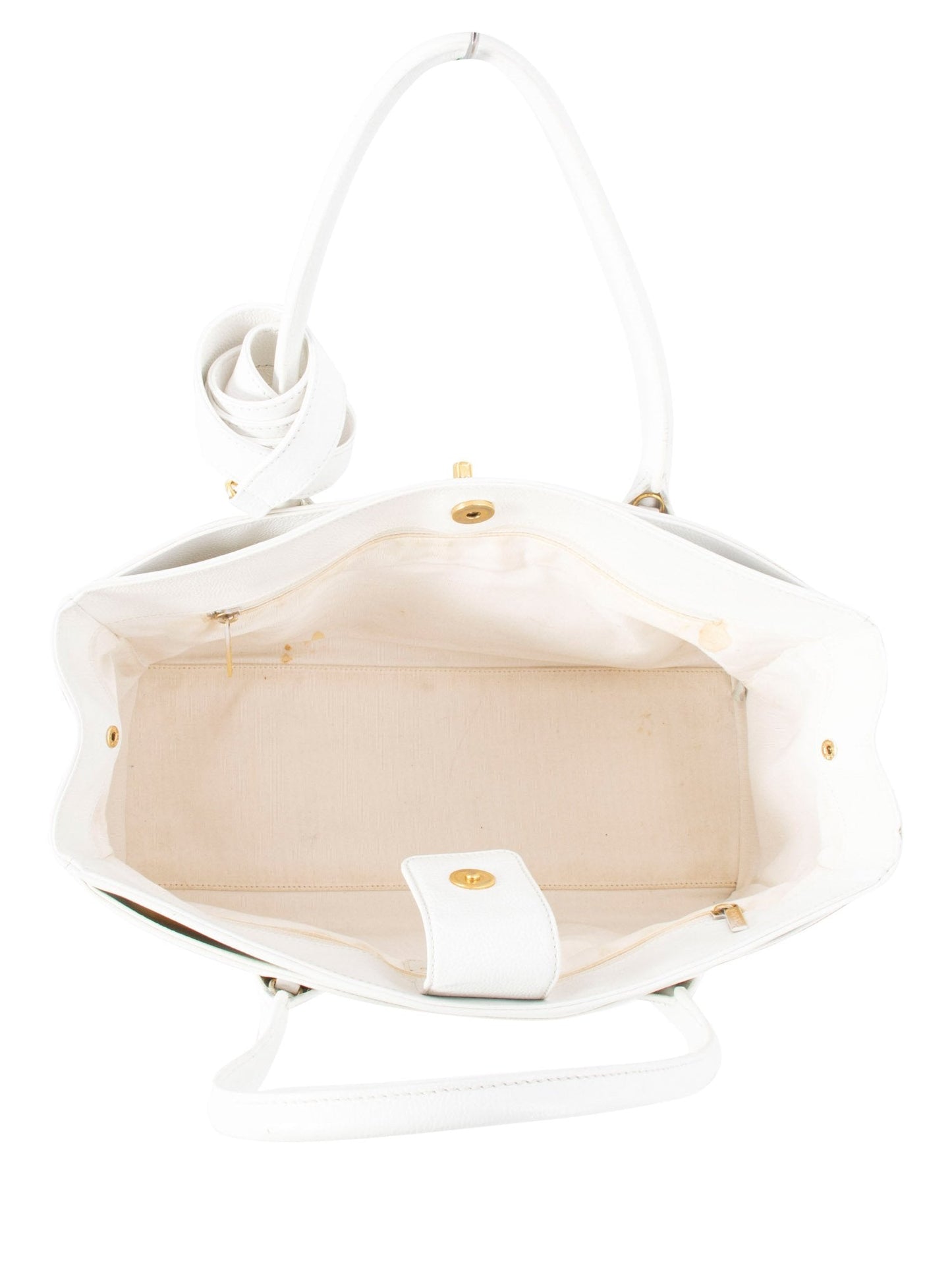 Chanel Caviar Leather Cerf Executive Shopper Tote White